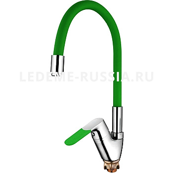 Смеситель LEDEM L4153-5 кухня, зеленый боковой, латунь, керамический картридж d=35