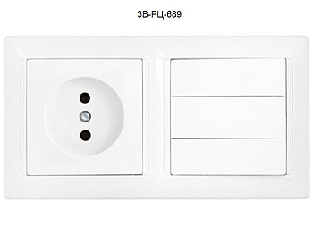 Блок "Стиль" АБС-пл 3-х клавишный выключатель+розетка б/з скрытой установки/3В-РЦ-689/бел/беж