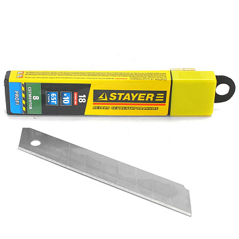 Лезвия STAYER "PROFI" сегментированные, 18 мм, 10 шт, в боксе/0915-S10