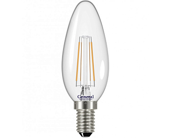 Лампа LED филамент свеча 7W Е14/2700Ктеплый цвет/General/REV