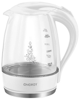 Чайник электрический ENERGY E-262  1.7 л 2200 Вт сткело,пластик белый