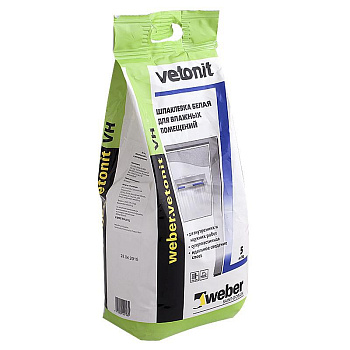 Шпаклевка финишная цементная Weber Vetonit VH, белая, 5 кг