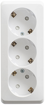 Розетка наружная 3-ая c/з со шторками белая/Этюд/PA16-012B