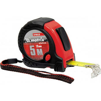 Рулетка MATRIX 5 м х 19 мм, обрезиненный корпус, зацеп с магнитом./31023