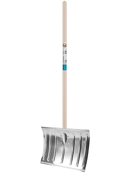Лопата для уборки снега"СНЕЖОК"алюминиевая с деревянным черенком 43*35см/0537-Ч