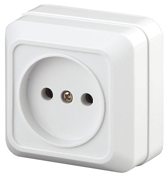 Розетка наружная 1-ая б/з белая/ IEK