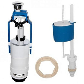 Арматура для смывного бачка  нижний подвод, 2-х уровневая кнопка Псков /77.55.60.3:77,59,14,3