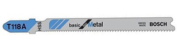 Пилка для лобзика по стали BOSCH T118 A, 67 мм, чистый рез, HSS