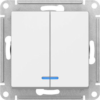 Выключатель двухклавишный белый с подсветкой сх.5а 10А AtlasDesign