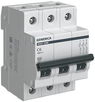 Автомат 3 полюсный 32А GENERICA 4,5кА /ВА47-63