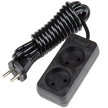 Удлинитель 2*3 м б/з 3х0,75/10А/ черный/S-CD2-3/Uniel