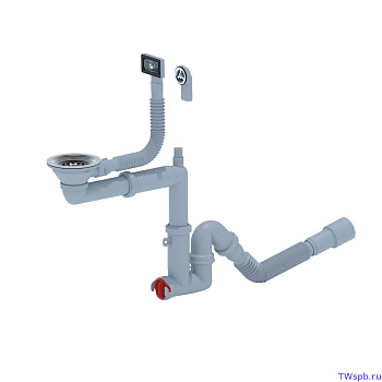 F5345SA15 Сифон для мойки, с двумя переливами и гибкой трубой 50/40
