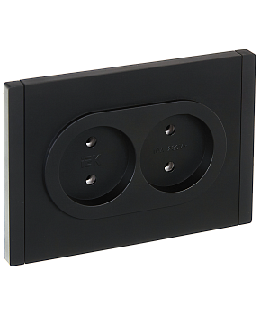 Розетка 2-местная FORTE&PIANO без заземления без шторок безвинтовое крепление 10А FP126 черный