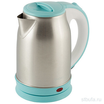 Чайник ENERGY E-202 (1,8 л, диск) стальной бело-голубой