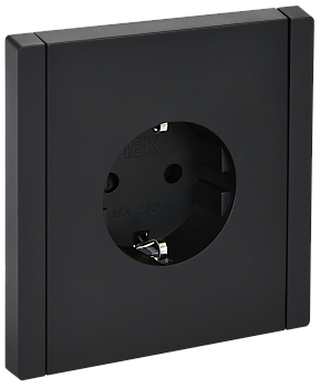 Розетка 1-местная FORTE&PIANO с заземлением с шторками винтовое крепление 16А FP115 черный