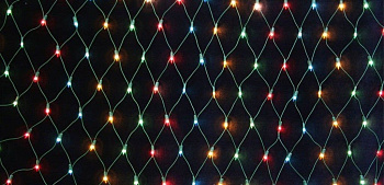 Гирлянда-сетка 200LED/ 1.8*1.8м/RGB/ прозрачный провод