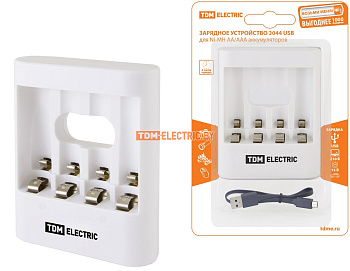 Зарядное устройство 3044 TDM 300mA 4слота ААА/АА 2 канала USB