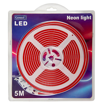 Лента гибкий неон 2835 120LED/12V/ 9,6Вт 1м/красный /IP67/5м.