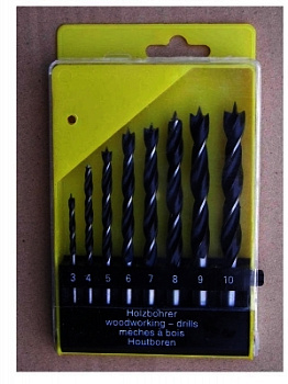 Набор сверел по дереву FIT 3-4-5-6-8-9-10мм, 8шт/36108