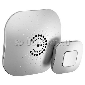 Звонок ЭРА Bionic беспроводной 100метров /6мел/2*AA/IP44 серебро