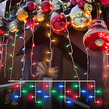 Новогодняя гирлянда бахрома мульти 1,8*0,6м IP20