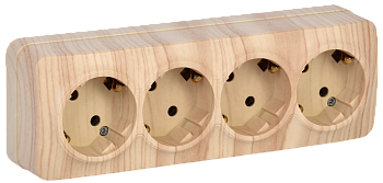 Розетка наружная 4-я с/з сосна/GLORY/IEK