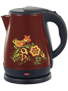 Чайник Матрена МА-003 электрический стальной 1,7л бардовый хохлома