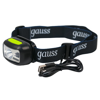 Gauss Фонарь налобный 3W 180lm 3xААА 1200mAh GF308