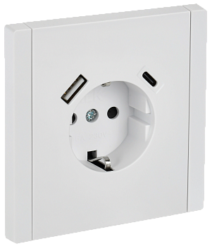 Розетка 1-местная FORTE&PIANO  с заземлением с шторками винтовое крепление 16А USB A+C 18Вт