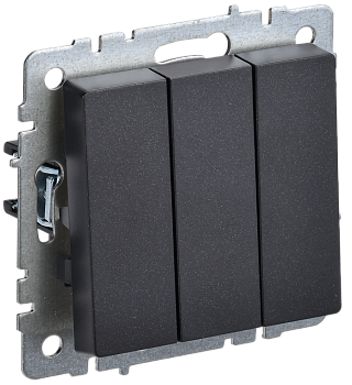 Выключатель 3-клавишный BRITE 10А черный IEK