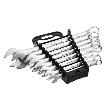 ЕРМАК Набор ключей рожково-накидных, 8 предм. 8-19мм, матовые CRV, пластик холдер/736-049