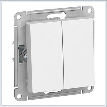 Выключатель двухклавишный белый сх.5 10А AtlasDesign