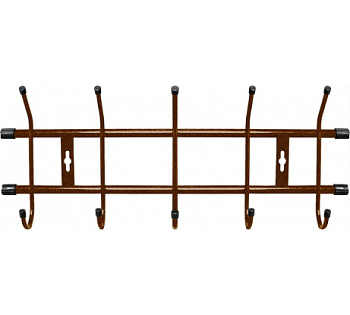Вешалка настенная для одежды 5 крючков черный/медь /ВН5/Nika