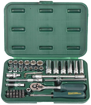 Набор KRAFTOOL Торцовые головки с присоединит квадратом, 1/4", 42 пр/27885-H42