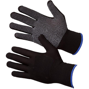 Перчатки нейлоновые с ПВХ  черные L