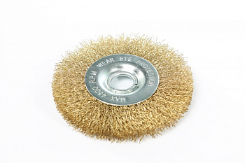 Щетка для УШМ, 125 мм, посадка 22,2 мм, плоская, латунированная витая проволока/3497125