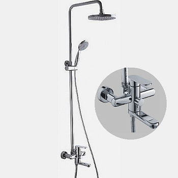 Штанга LEDEME со смесителем и тропическим душем /2402