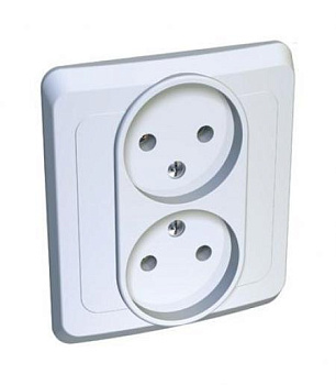 Розетка 2-ая б/з скрытой установки белая/Этюд/PC16-005B