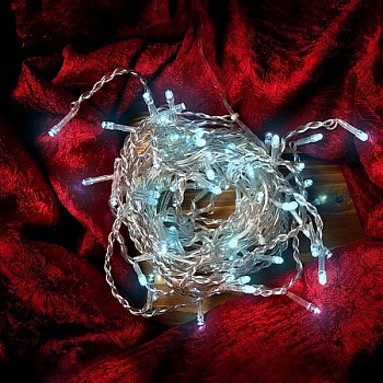 Гирлянда новогодняя "Нить"  100диодов GENERAL  5м  белая с контроллером GLFG-100-IP20-X-G