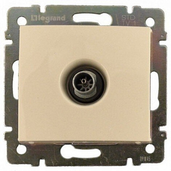Механизм розетки TV 1-ая проходная внутренняя бежевая Valena