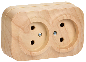 Розетка наружная 2-я б/з сосна/GLORY/IEK