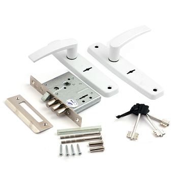 Замок врезной с ручками ЗВ-9-8/13/76803/Рязань/белый