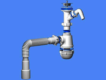 Сифон "АНИ" 1 1/2" *40  с отводом для стиральной  машины + гофра   /А2015