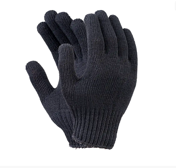 Перчатки Х/Б полушерсть, 7 класс, двойная вязка (черные)