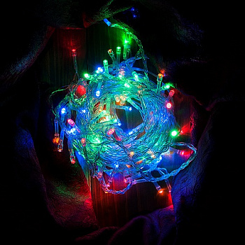 Гирлянда новогодняя "Нить"GENERAL  GLFG-200-1000-IP20-X- RGB 200диод 10м с контроллером 8реж