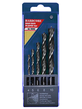 Набор сверел по дереву Hardcore 4,5,6,8,10мм, 5шт/160000