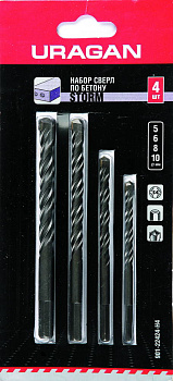 Набор сверел по бетону STORM с шестигранным хвостовиком 4шт (5,6,8,10мм)/901-22424-Н4