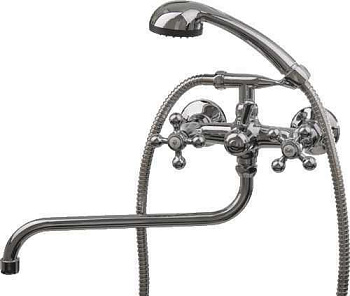 смеситель ванна LEDEME длинный излив крест L-30 керамика L2319