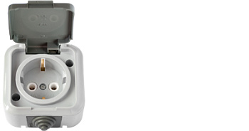 Розетка 1-я с/з наружная с крышкой IP54/Вуокса/РА16-297(03) серый