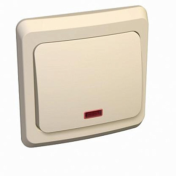 Выключатель 1-клавишный скрытой установки с подсветкой  бежевый/Этюд/BC10-005K